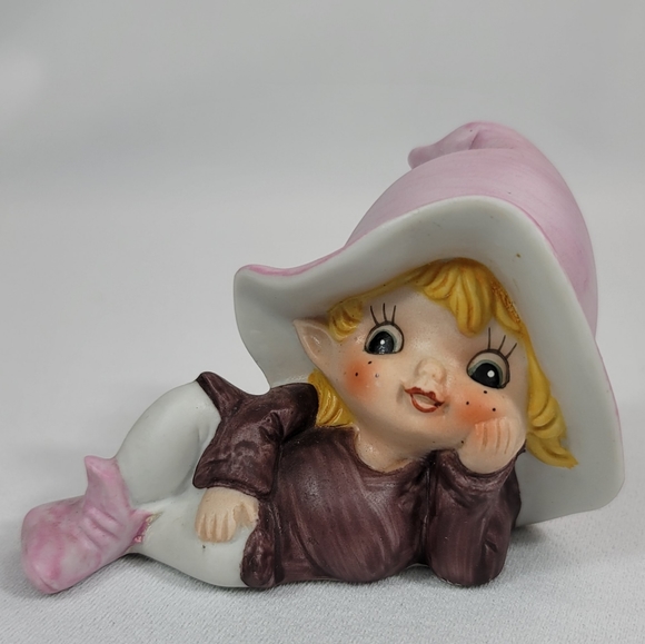 (2) Vtg Pixie Elves Porcelain Shelf Sitter Figures - Picture 3 of 11